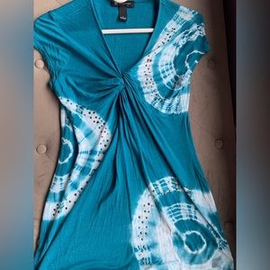 INC Petite Blue Everyday Tie Dye T Shirt/Tunic- Small